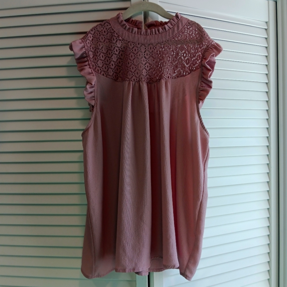 Pink Sleeveless Lace Top